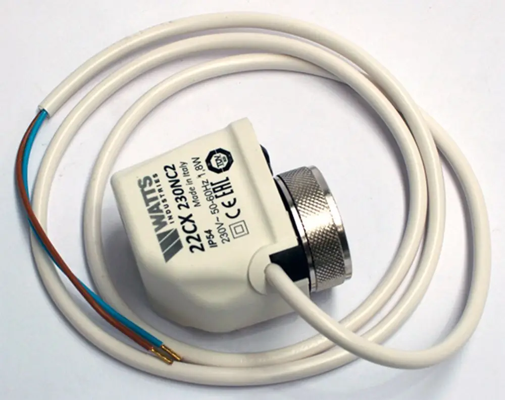 DAIKIN Stellantrieb mit Kabel, ausgestattet mit einem steckbaren Anschluss und einem runden Regler. Geeignet für die Steuerung von Heizungsanlagen.